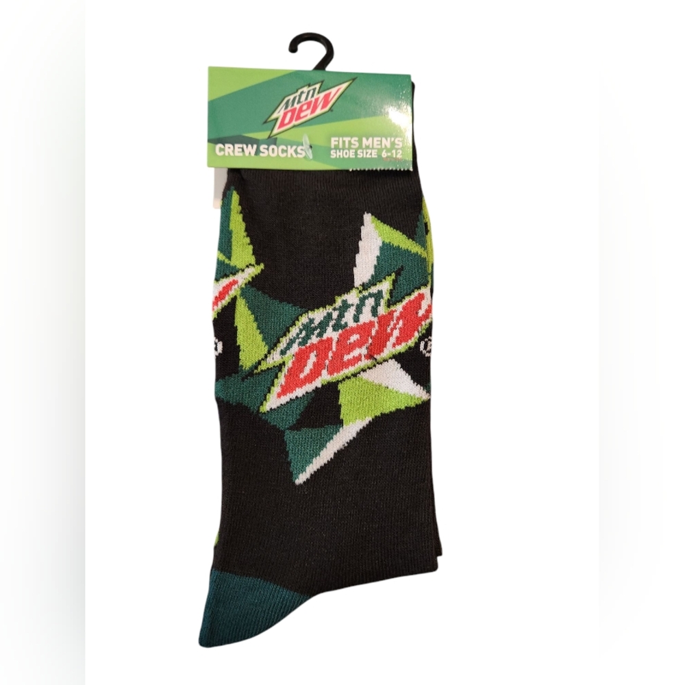 Men's Mtn Dew Crew Socks - Black and Green